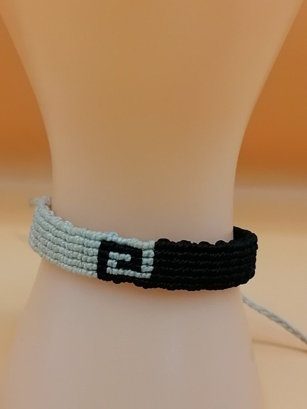 Unisex Two-Tone Macrame Bracelet with Geometric Maze Print.